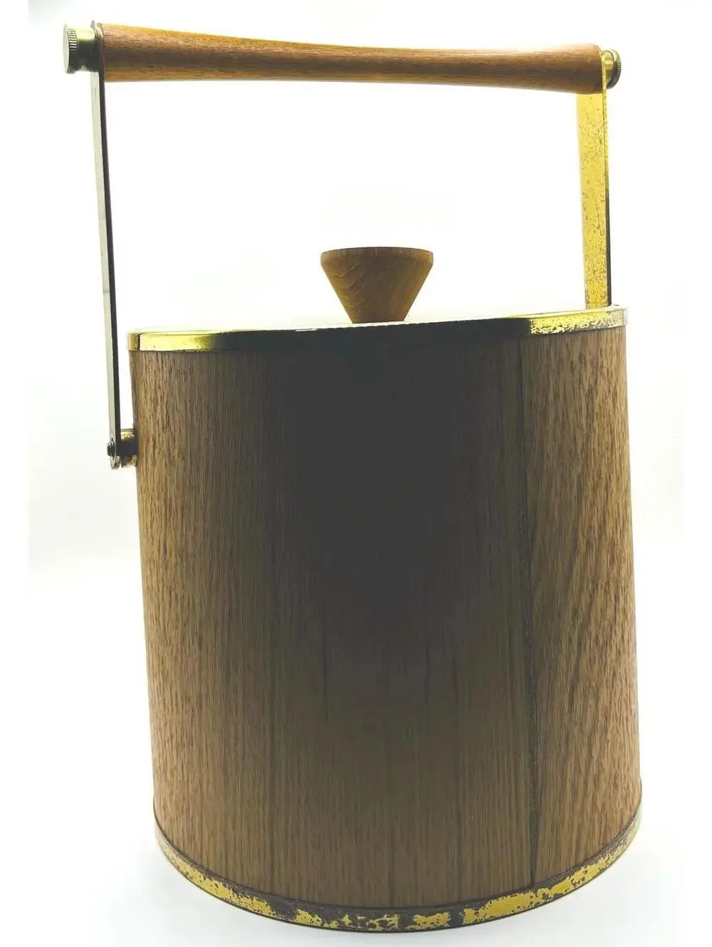 Retro Wood and Gold Insulated Ice Bucket